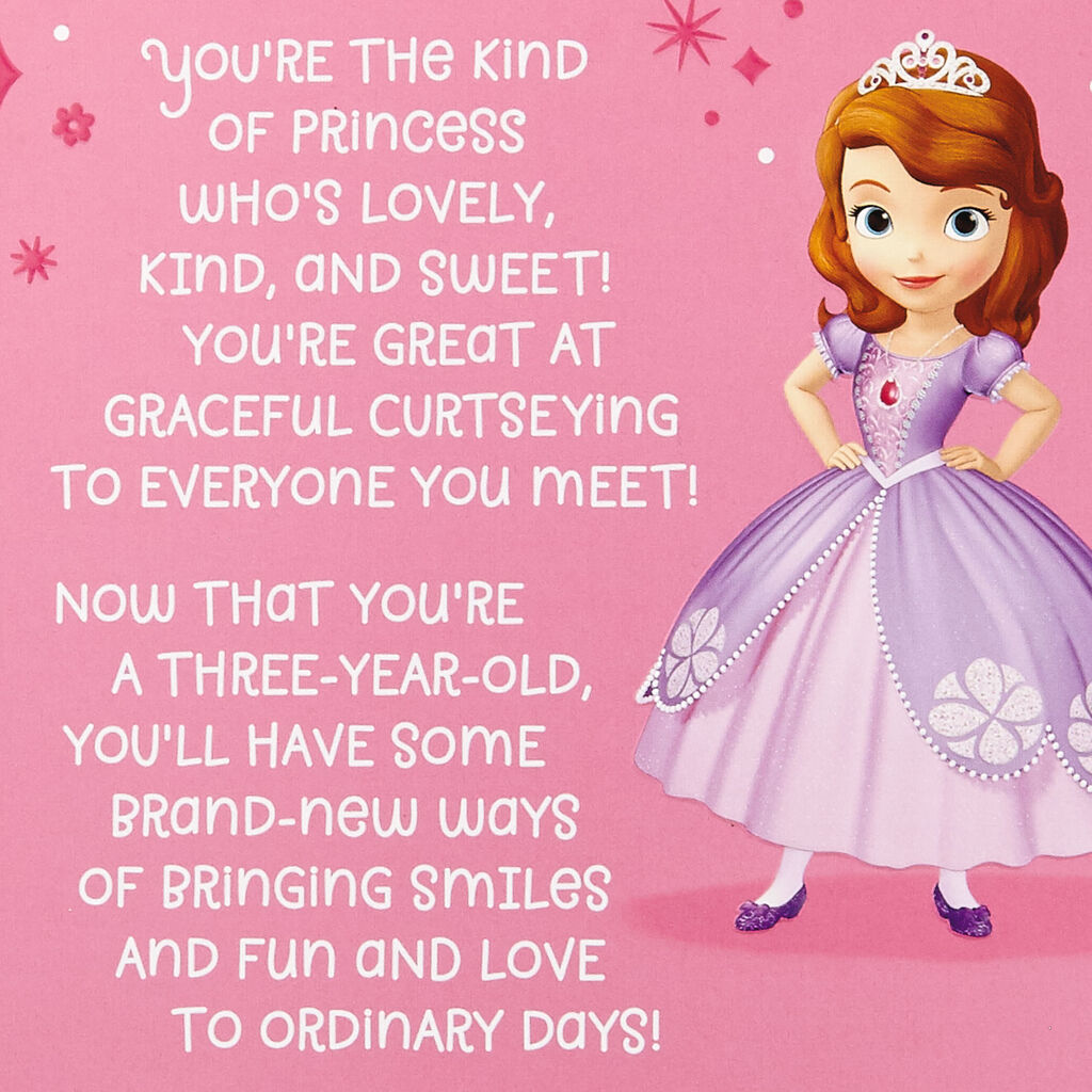 Sofia The First 3rd Birthday Card With Detachable Crown Greeting