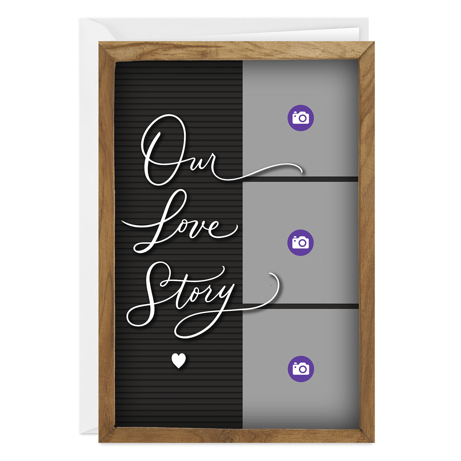 Rustic Letter Board Romantic Folded Love Photo Card  image number 3