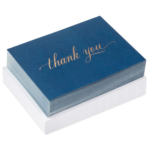 Elegant Navy Boxed Blank Thank-You Notes, Pack of 40, 