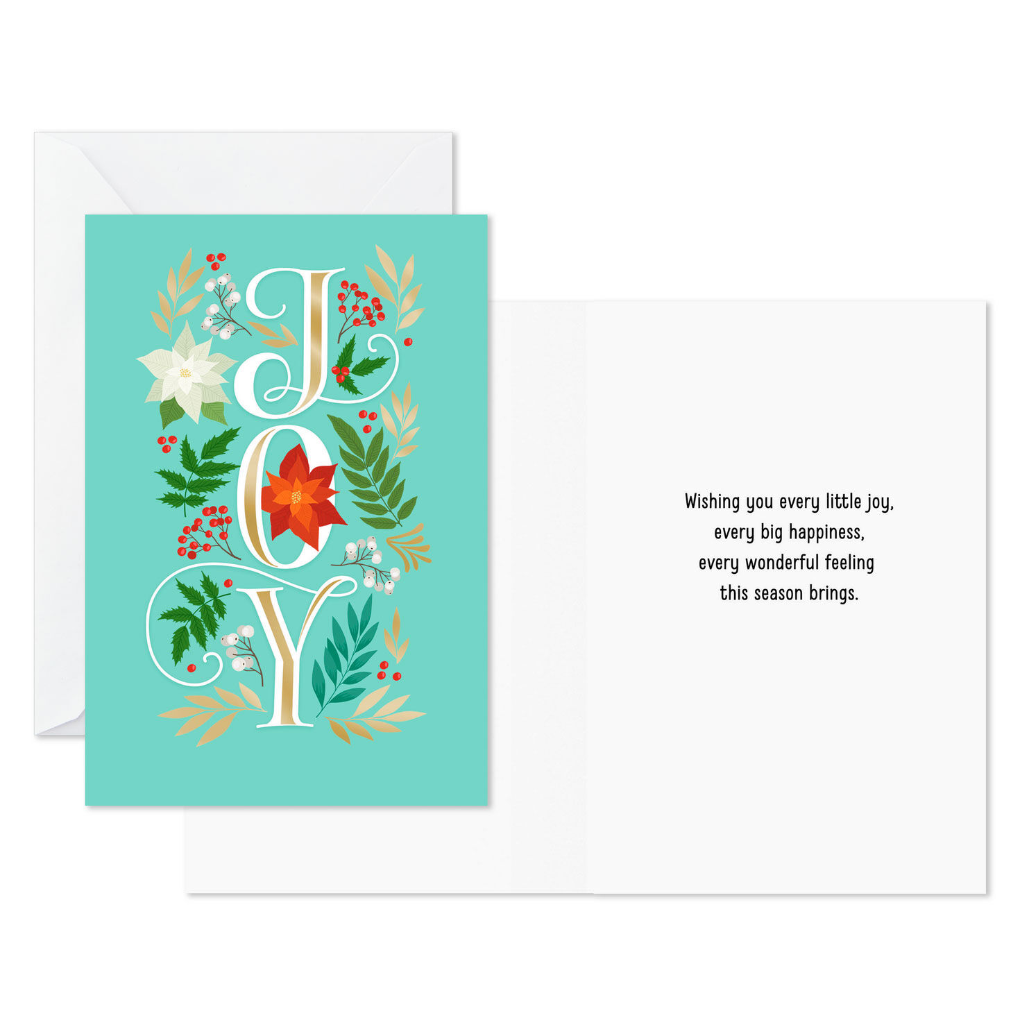 Poinsettia and Lettering Christmas Card Assortment Card Front with Sentiment image number 3