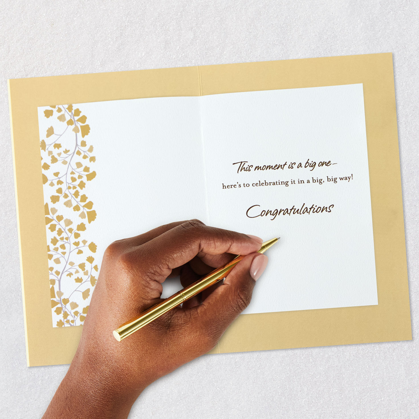 Gold Ginko Leaves Retirement Congratulations Card Signing card image number 6