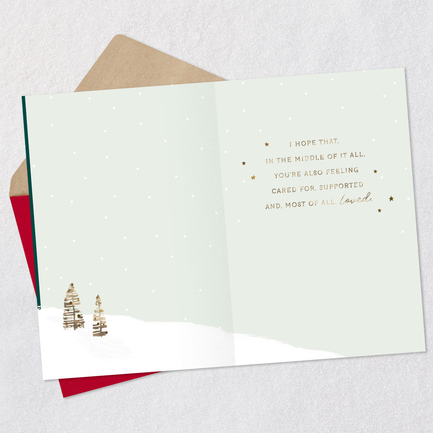 Snowy Cottage Supportive Christmas Card Open card with envelope image number 3