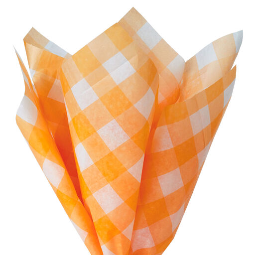 Peach Gingham Tissue Paper, 6 sheets, 