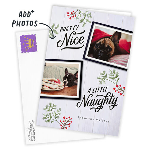 Personalized Naughty and Nice Christmas Photo Card, 