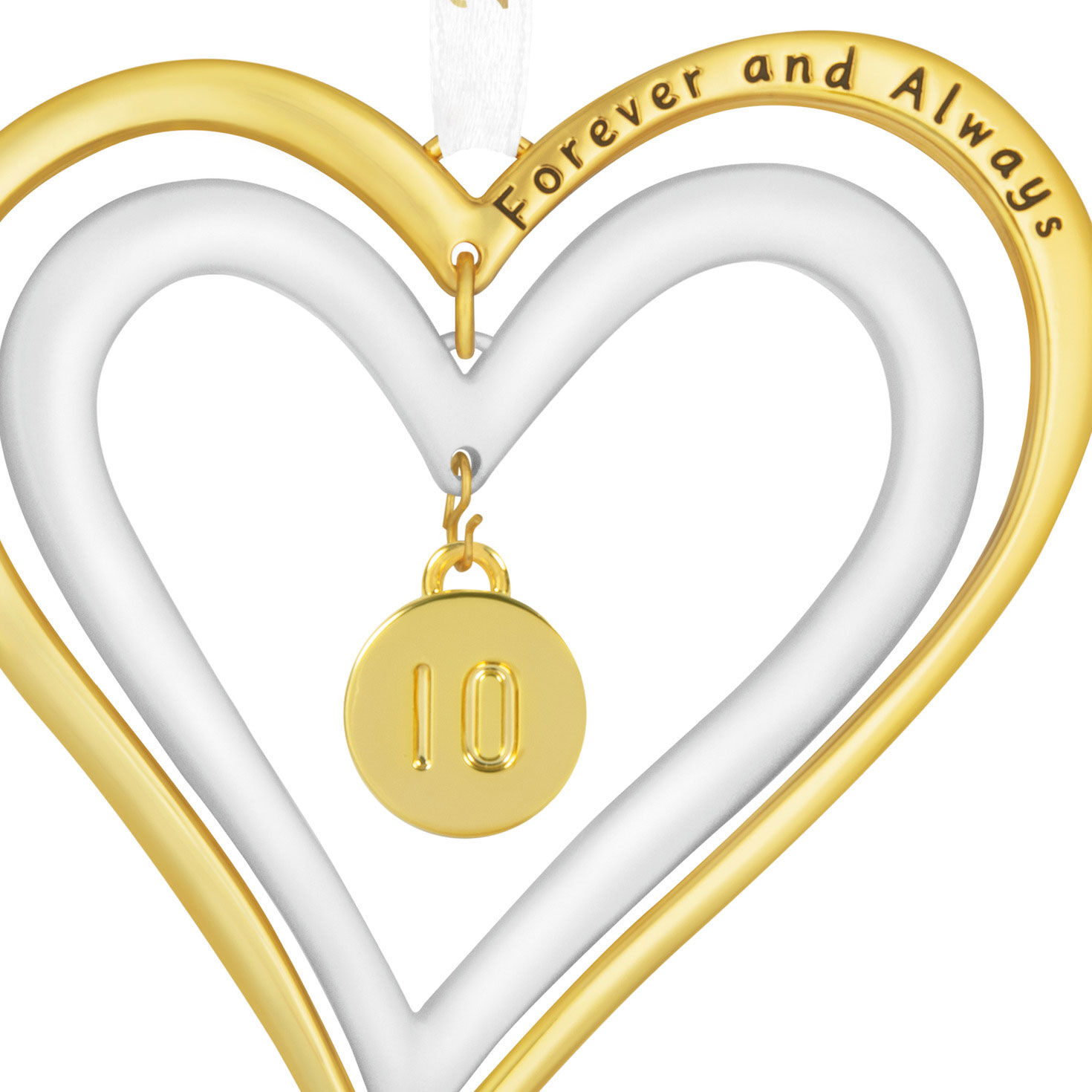 Gold White Double Heart Anniversary Ornament  image number 6