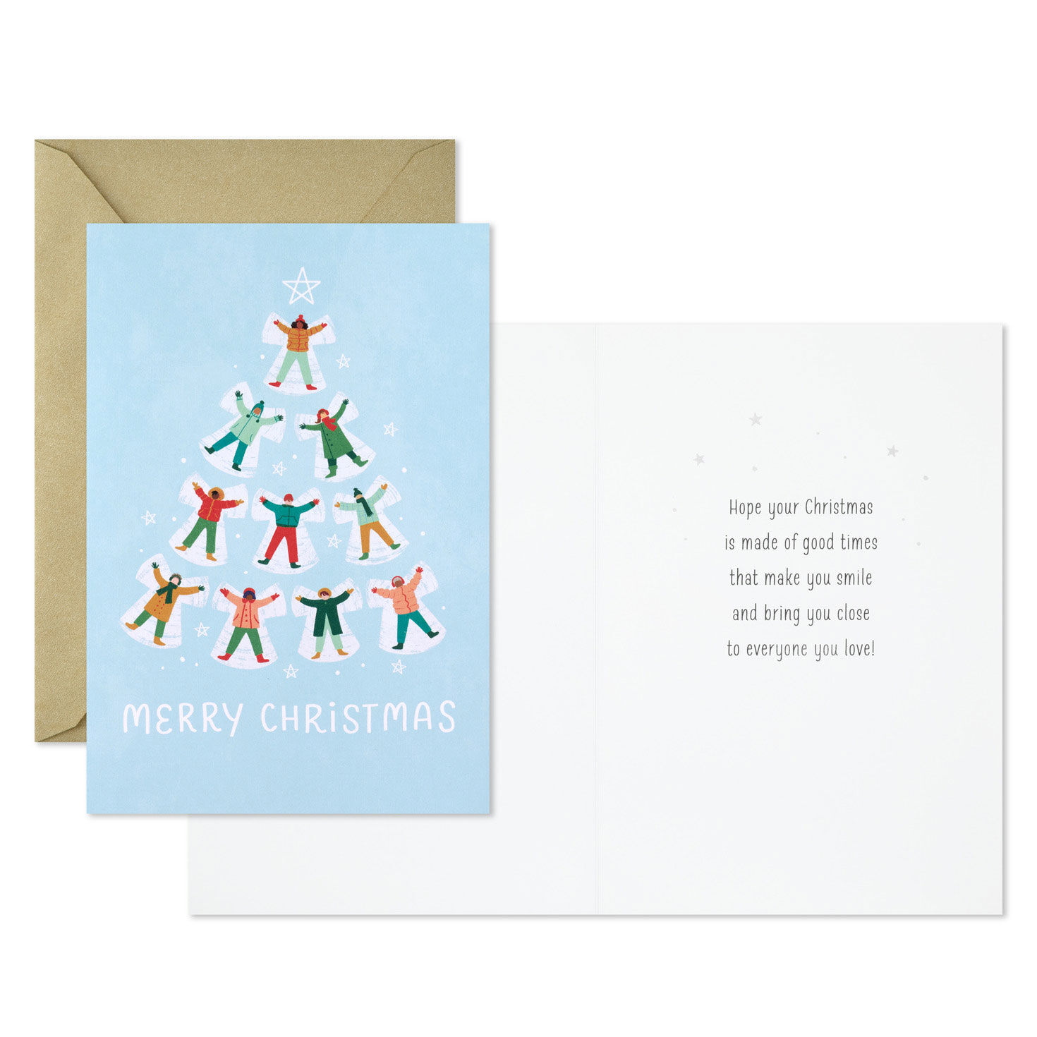 Snow Angel Tree Boxed Christmas Cards Pack Card Front with Sentiment image number 3