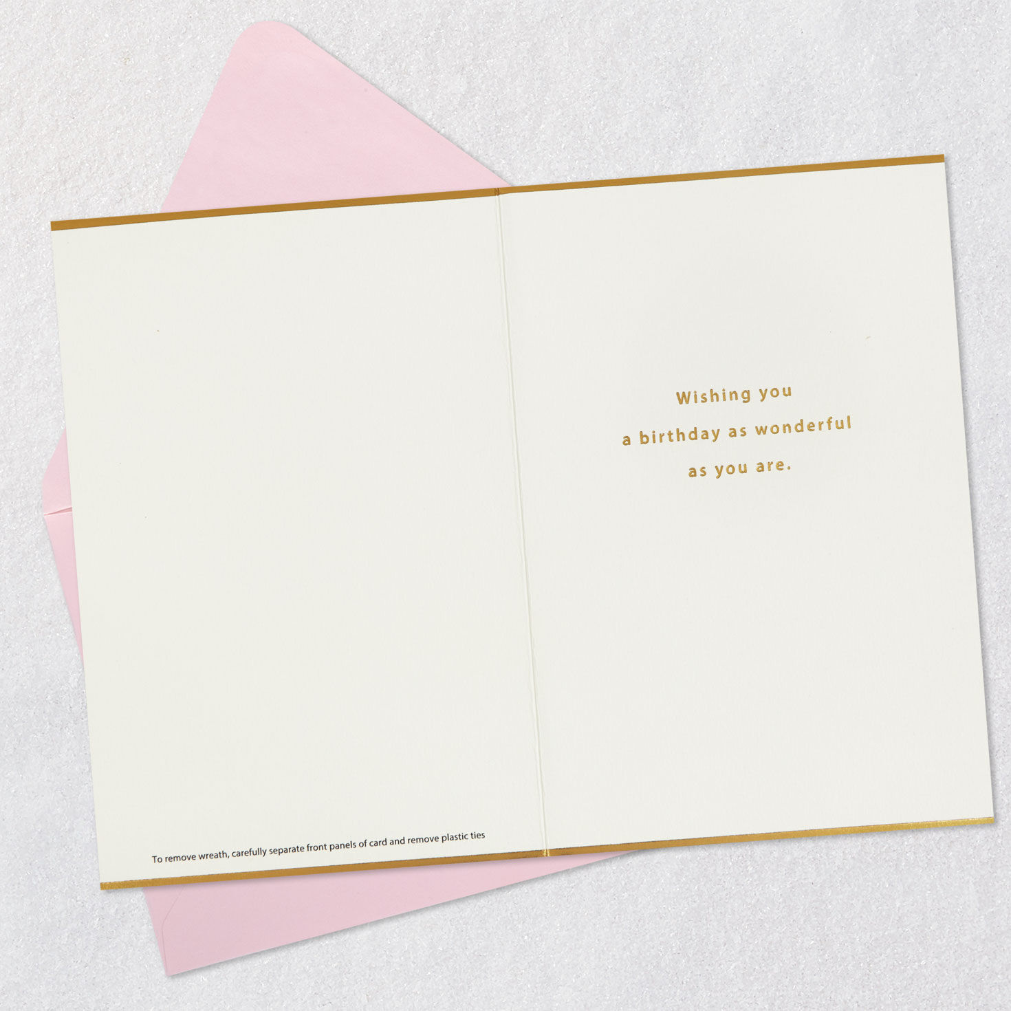 Flower Wreath Birthday Card Open card with envelope image number 3