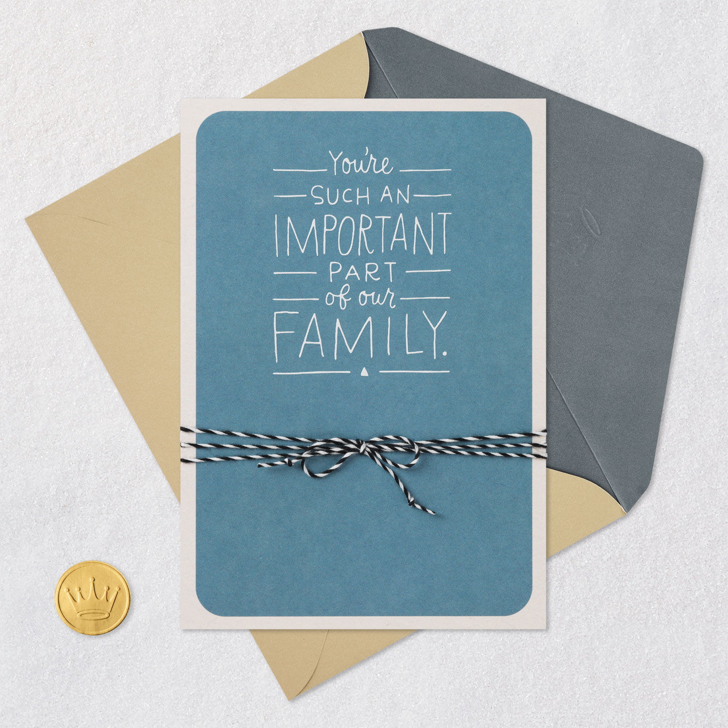 Hand Lettering on Blue Family Father's Day Card Card Front with Envelope and Gold Seal image number 5