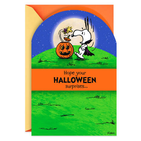 Peanuts® Vampire Snoopy and Woodstock Cute Halloween Card, , large