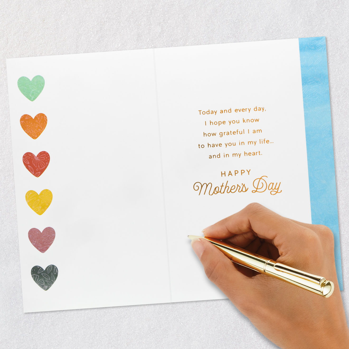 Colorful Hearts Mother's Day Card for Wife signing card image number 6