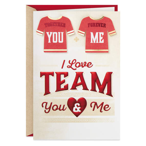 I Love Team You and Me Valentine's Day Card, , large image number 1