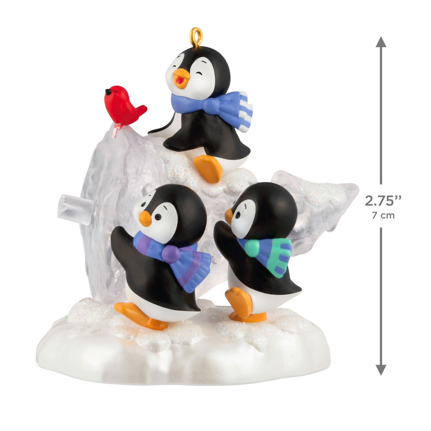 Penguins on Ice Tree Keepsake Ornament measurement image number 3