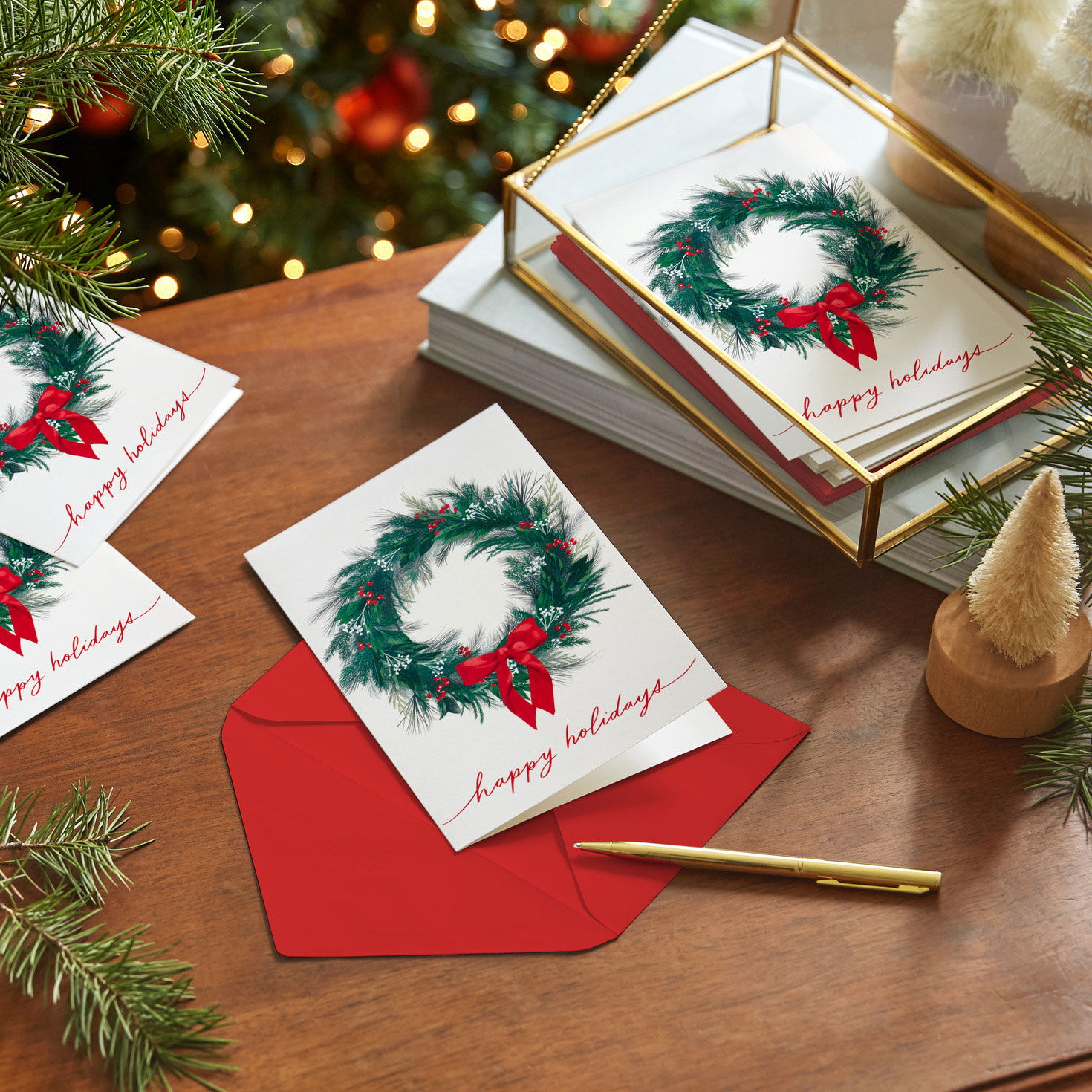Greenery Wreath Pine-Scented Boxed Christmas Cards, Pack of 12 for only USD 20.49 | Hallmark
