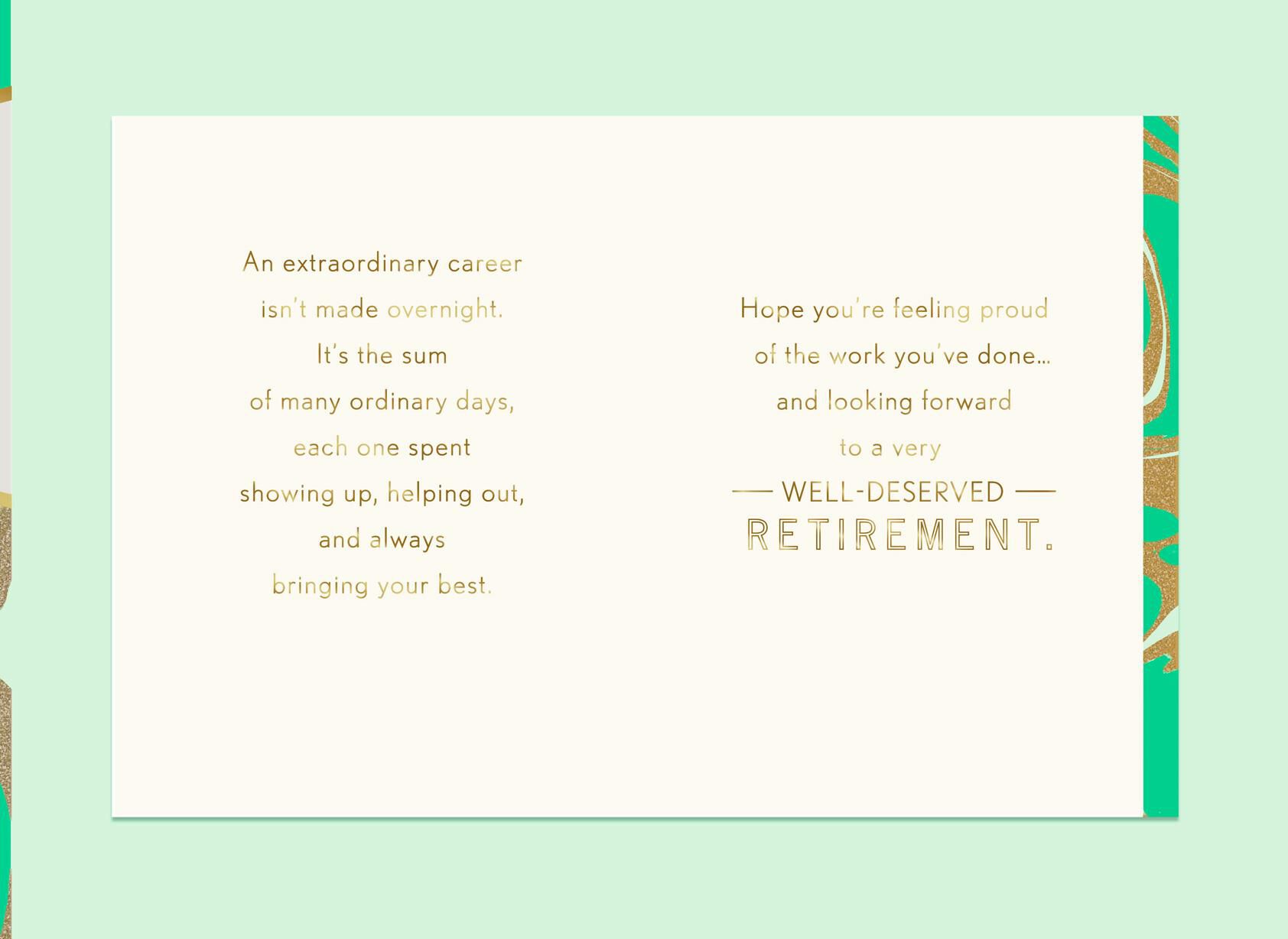 Marbled Green and Gold Retirement Card
