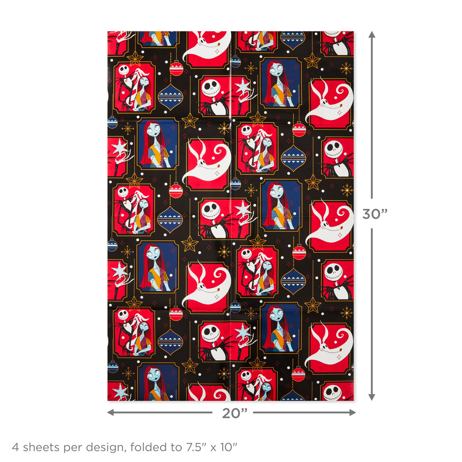 Disney Tim Burton's The Nightmare Before Christmas Assorted Flat Wrapping Paper, 12 sheets for only USD 12.99 | Hallmark