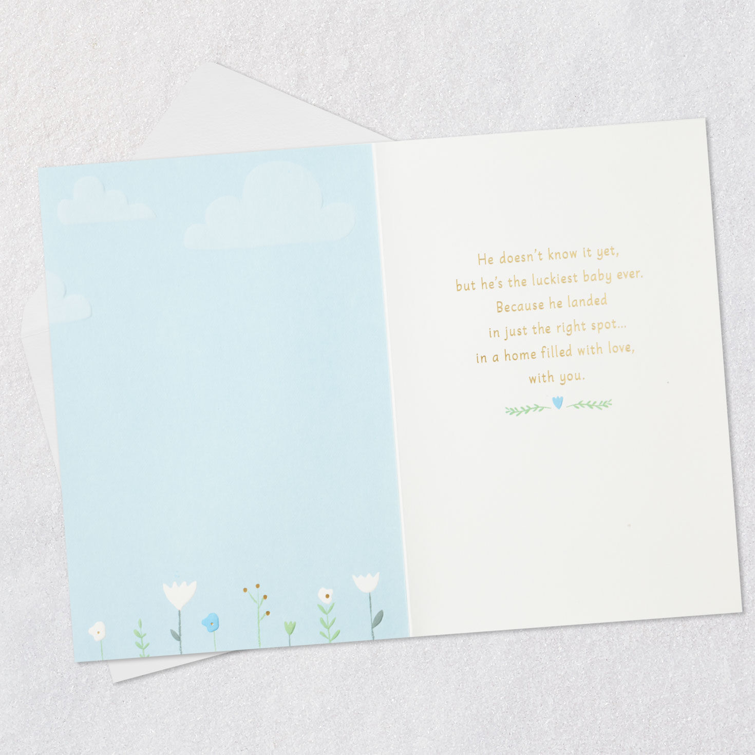 Baby Boy Hot Air Balloon New Baby Card Open card with envelope image number 3