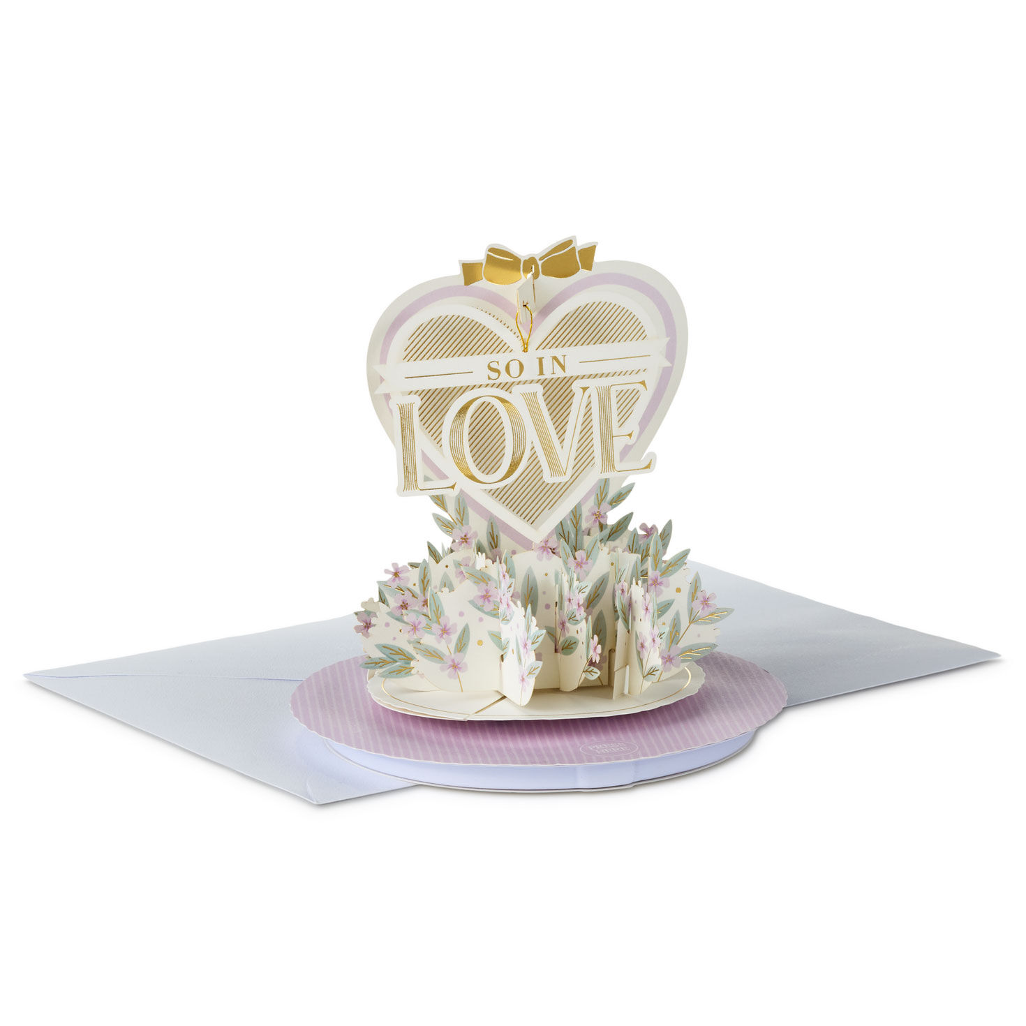 Gold Heart and Flowers Love Pop Up Card Front with envelope image number 3