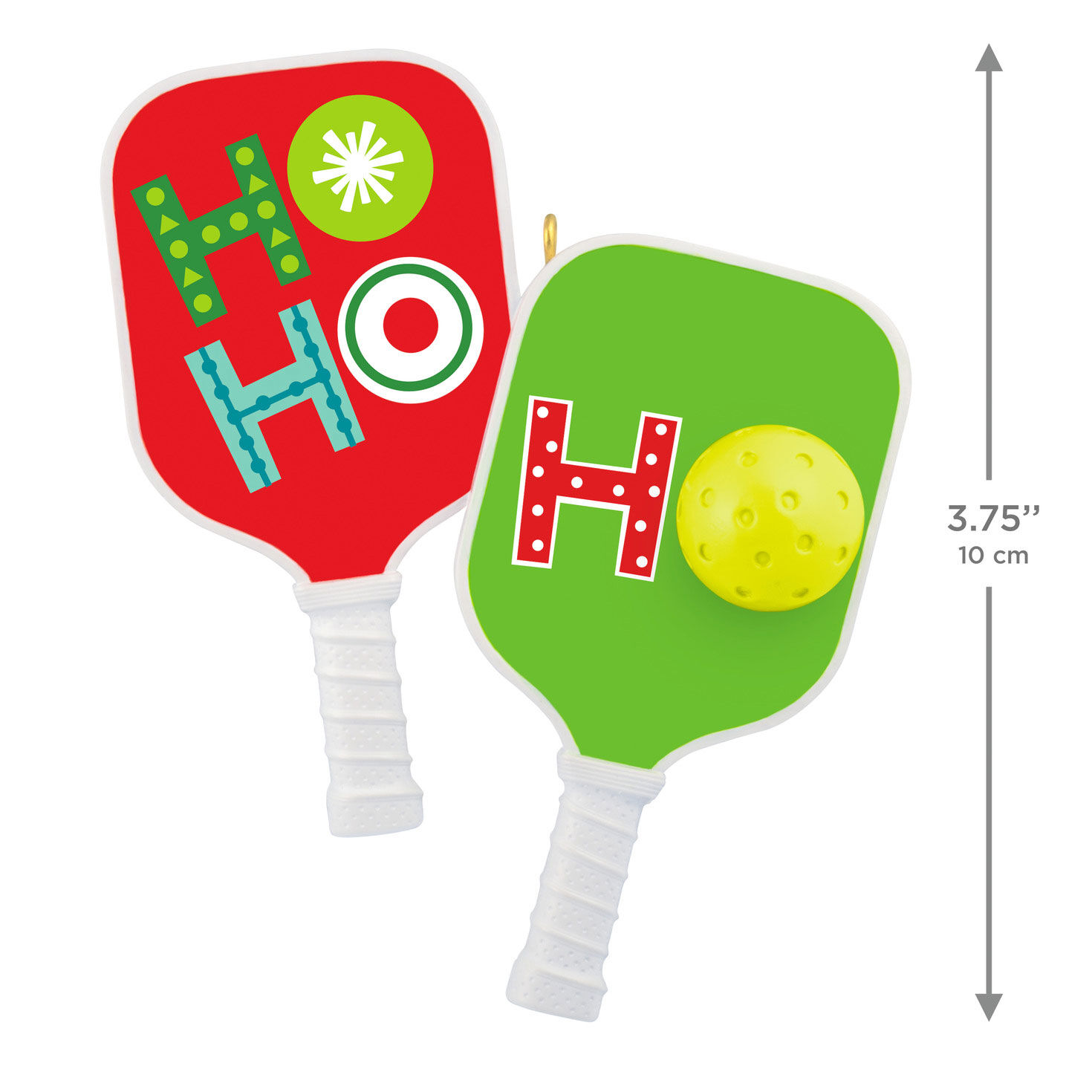 Red Green Pickleball Paddles Keepsake Ornament measurement image number 3