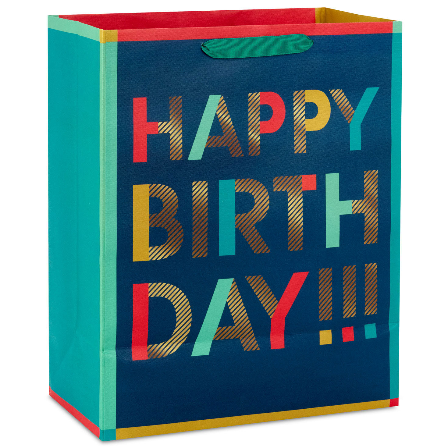 Bold Teal Wishes Large Birthday Gift Bag Back image number 6