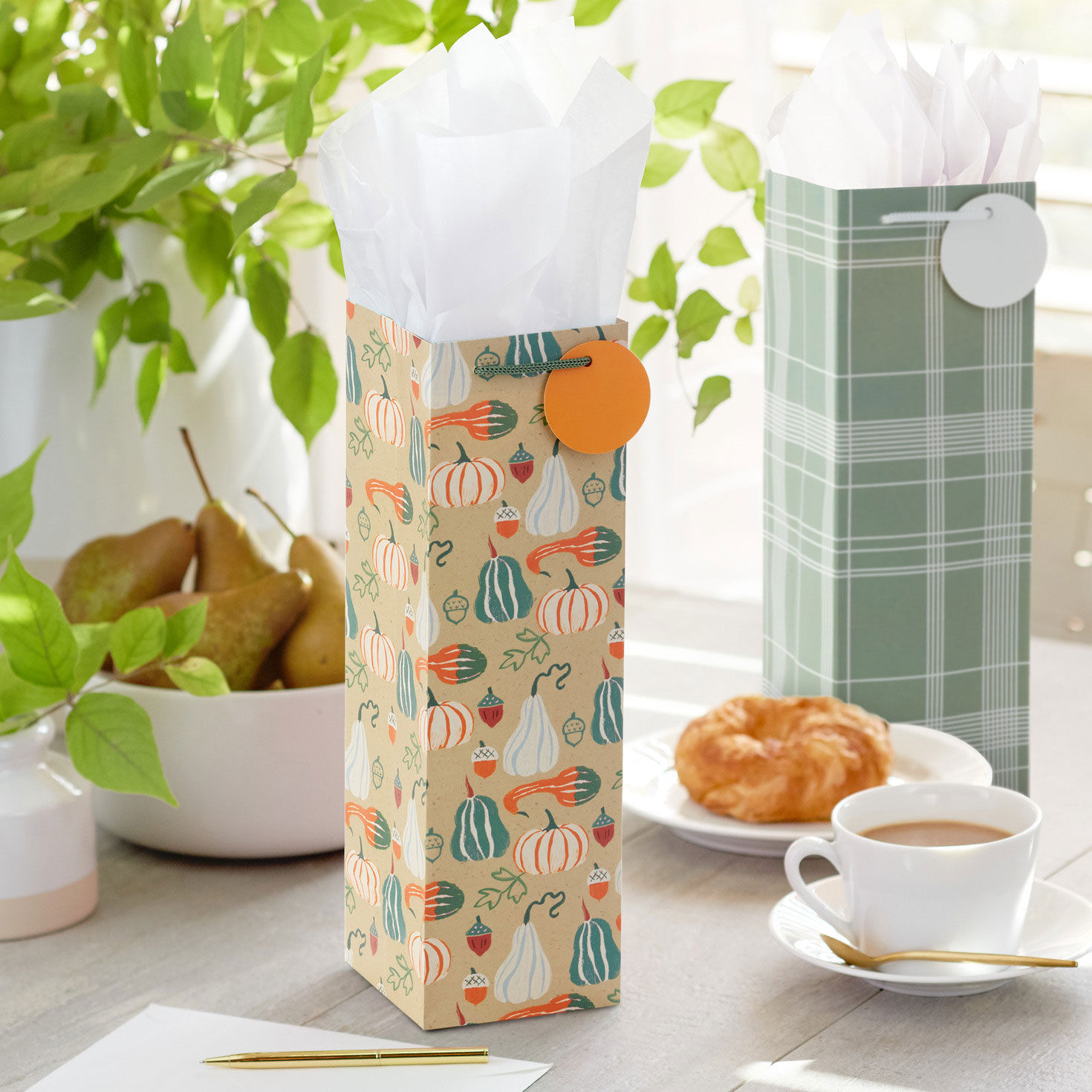 Festive Fall 4-Pack Wine Gift Bags Assortment In use image number 2