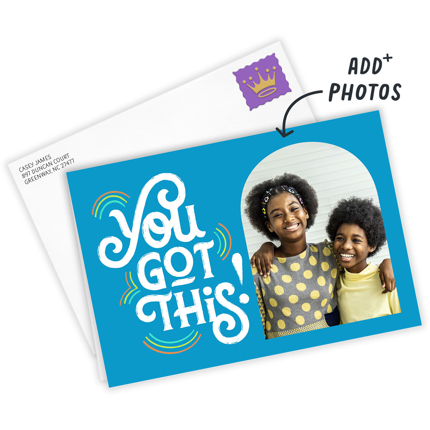 Personalized Rainbow Designs Encouragement Photo Card  image number 2