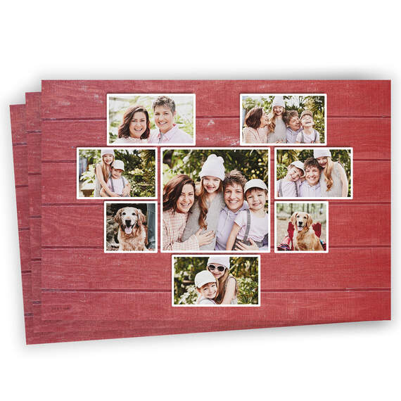 Rustic Heart Collage on Red Flat Photo Card, , large image number 1