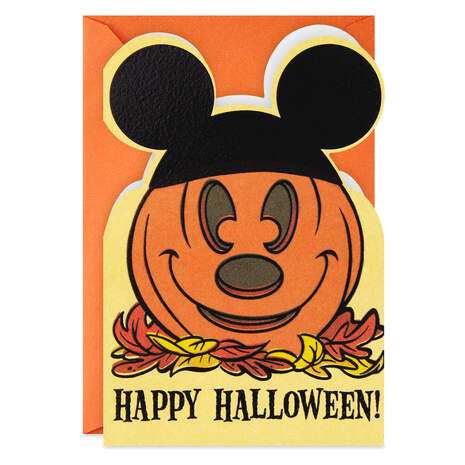 Disney Mickey Mouse Jack-o'-Lantern Cute Halloween Card, , large