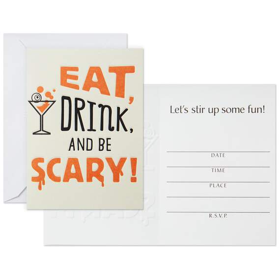 Eat, Drink and Be Scary Halloween Party Invitations, Pack of 10, , large image number 3