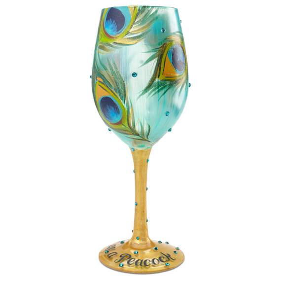 Lolita® Pretty as a Peacock Handpainted Wine Glass, 15 oz., , large image number 1