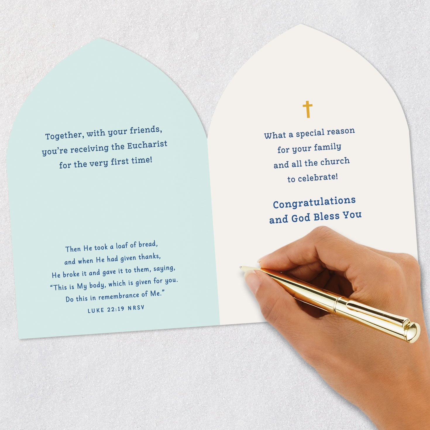 Chalice on Stained Glass First Communion Card Signing card image number 7