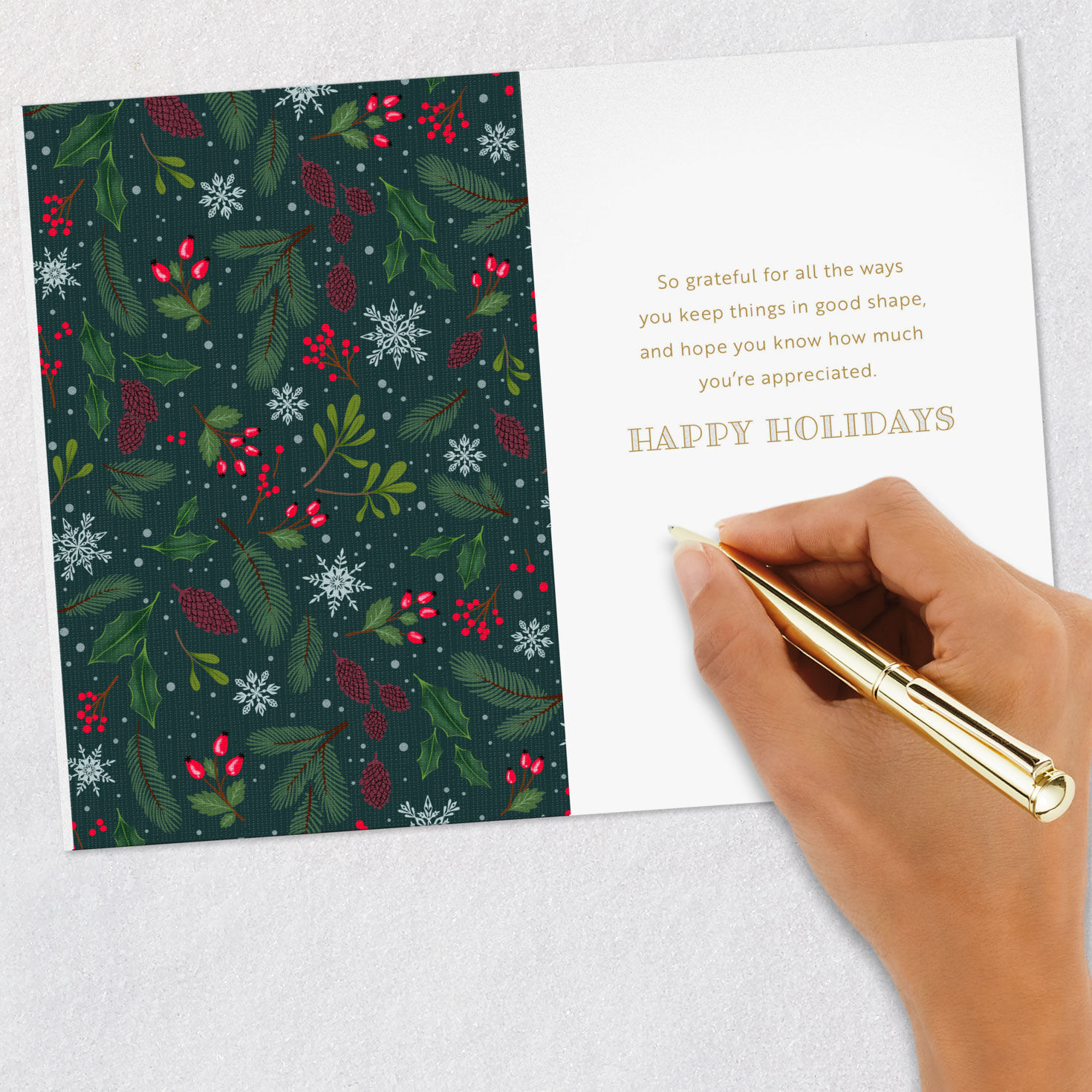 Quaint House with Greenery Christmas Card for Housekeeper Signing card image number 6