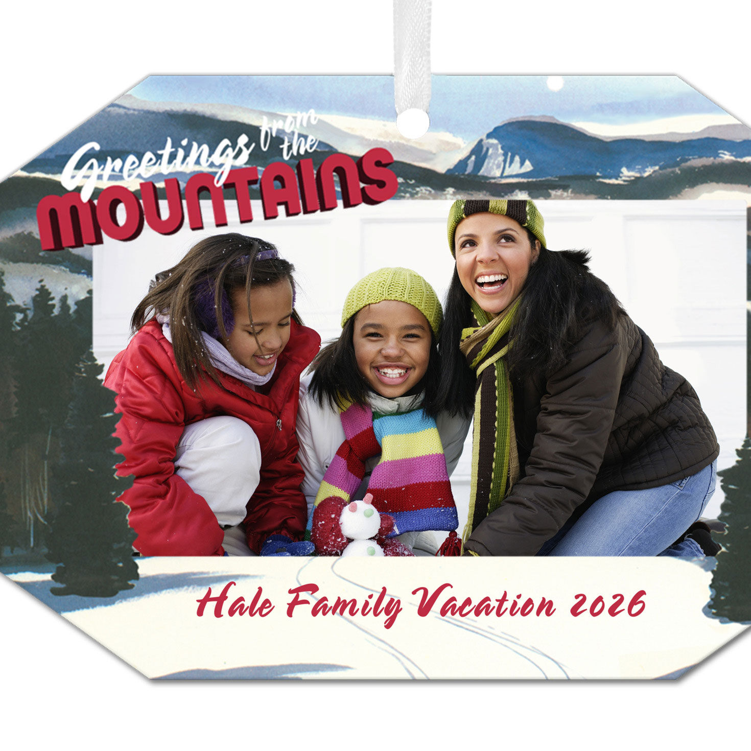 Mountain Vacation Metal Personalized Ornament, Custom Photo and Text for only USD 17.99 | Hallmark