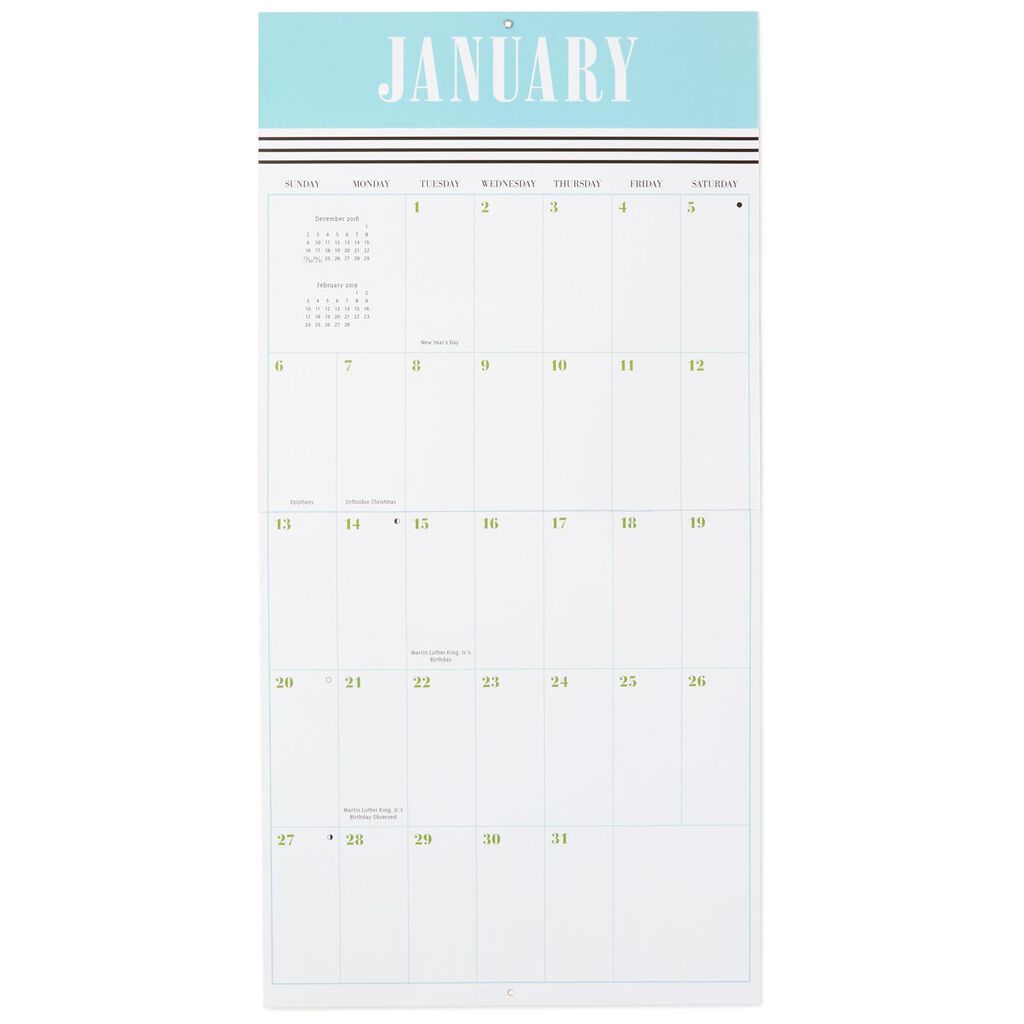 Family Large Grid 2019 Wall Calendar With Stickers, 12-Month ...