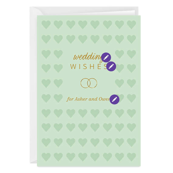Personalized Hearts and Gold Rings Wedding Card, , large image number 6