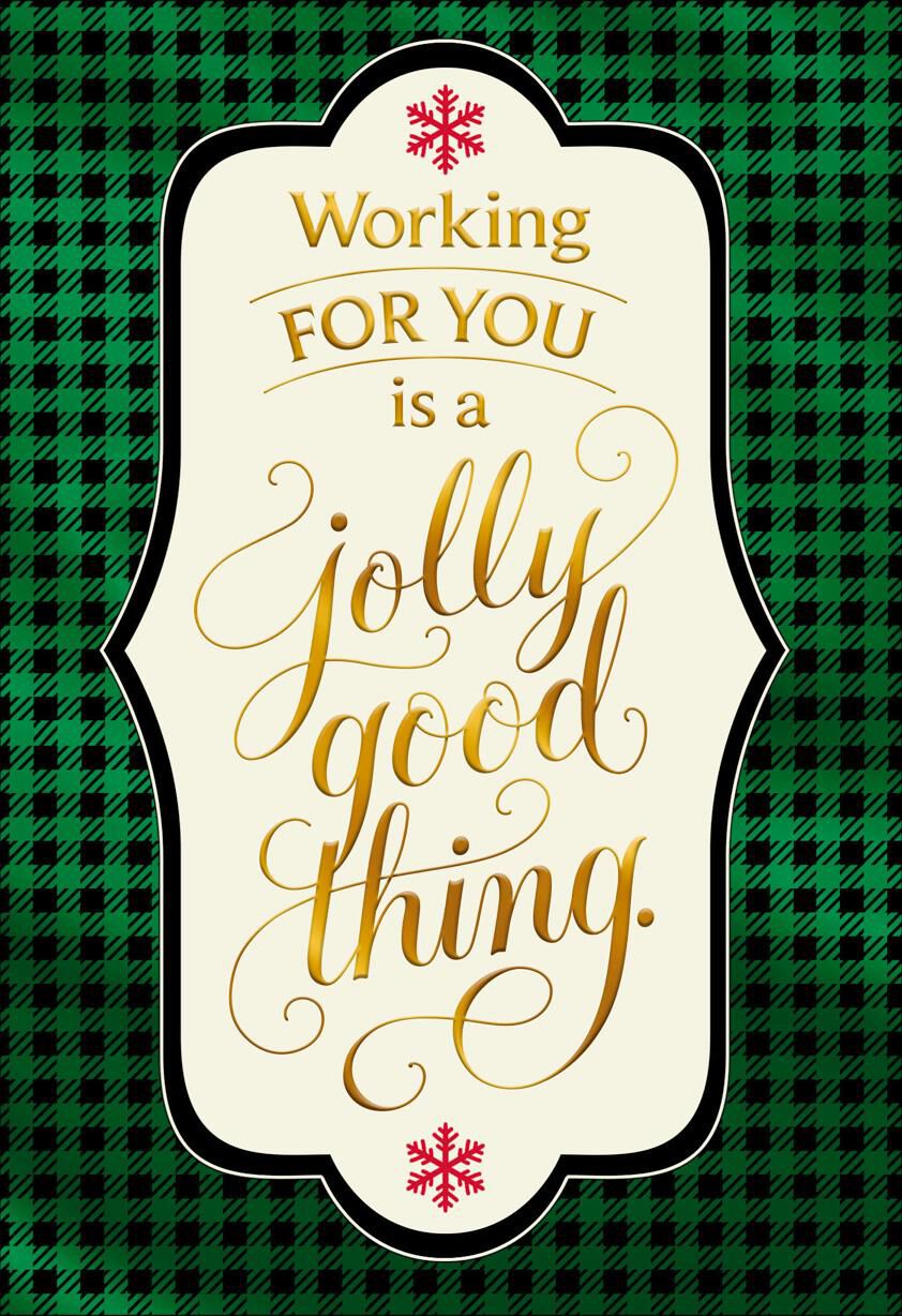 Green Houndstooth Christmas Card for Coworker