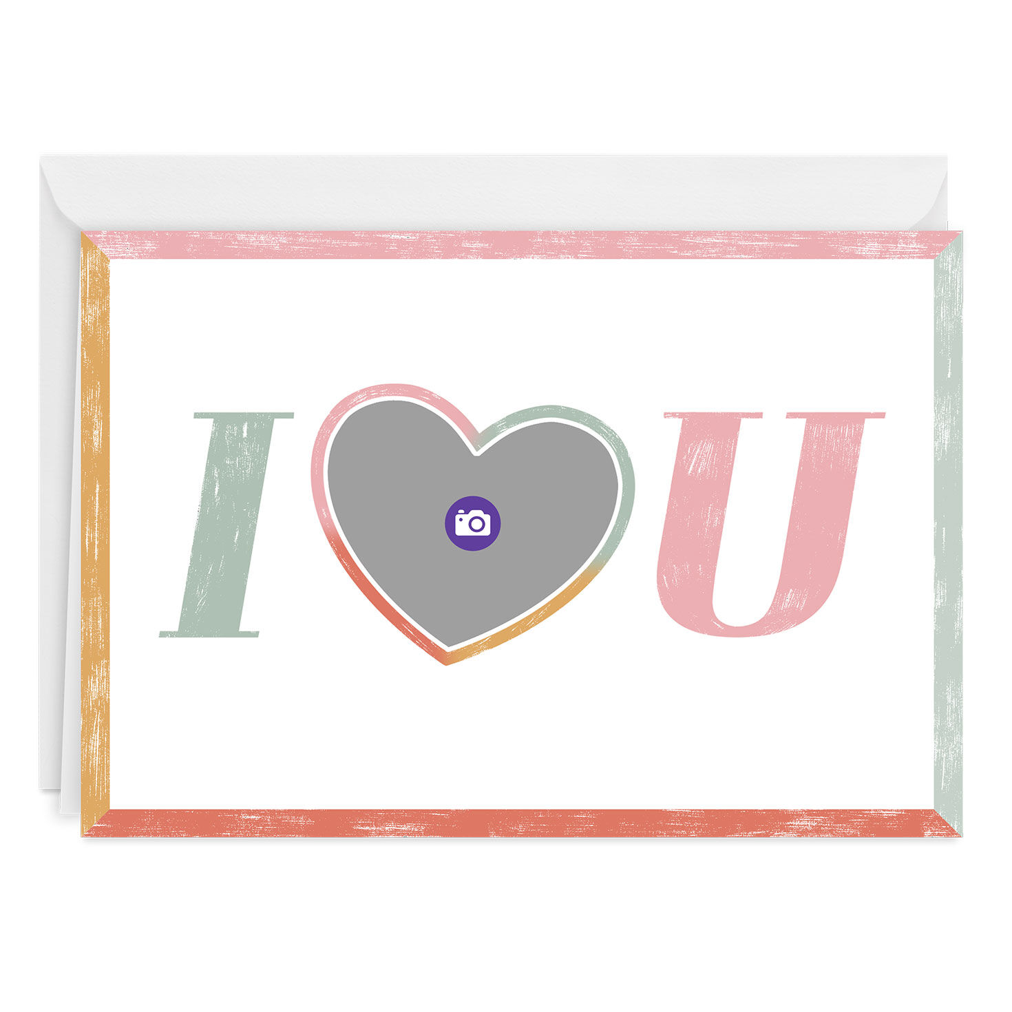 I Photo Heart U Personalized Love Card Card Front indicating personalization image number 3
