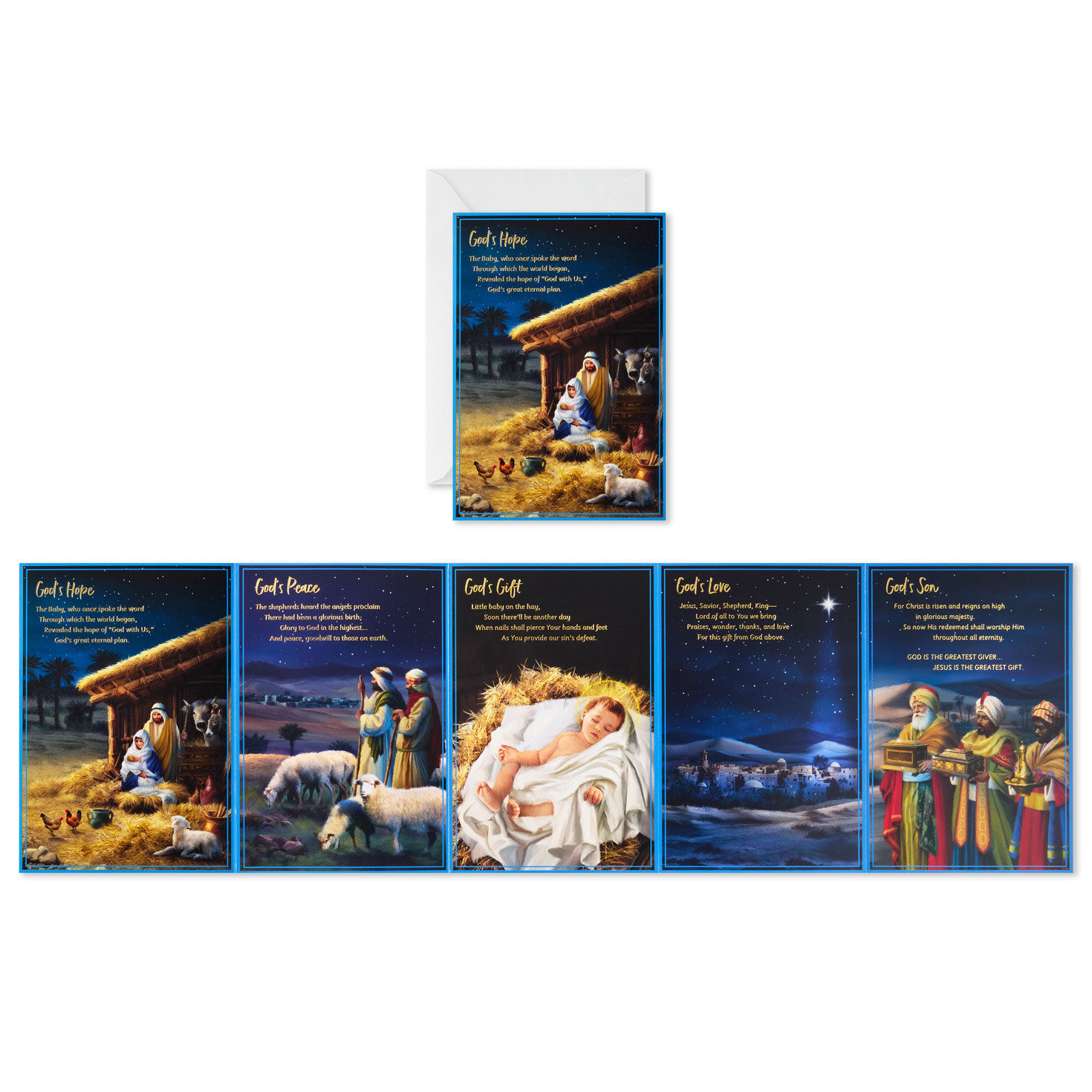Nativity Reflection Religious Boxed Christmas Cards, Pack of 12