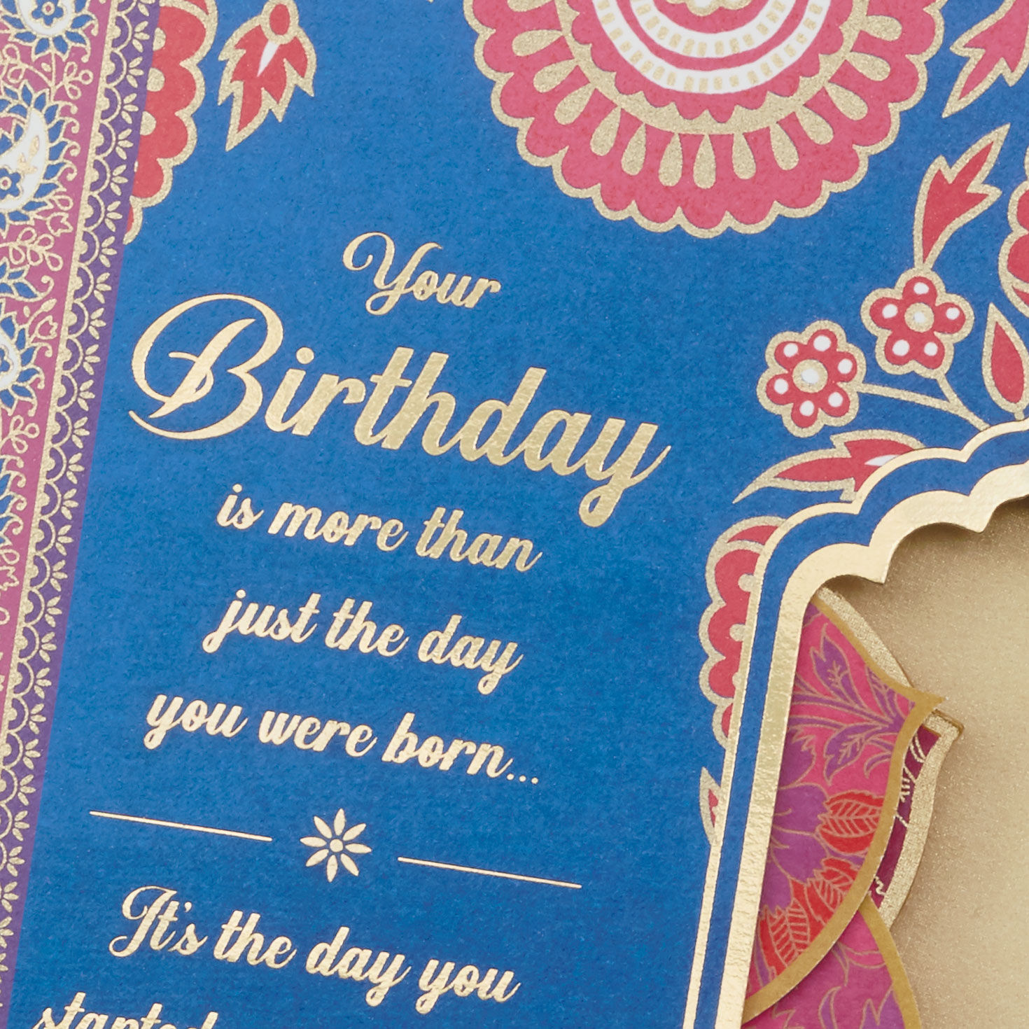 Blue and Pink Lotus Flower Pop-Up Birthday Card Card Front Detail image number 6