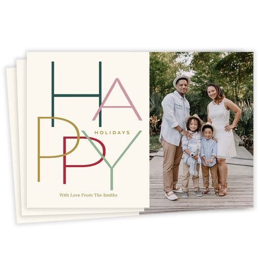 Modern Minimal Happy Flat Holiday Photo Card, 