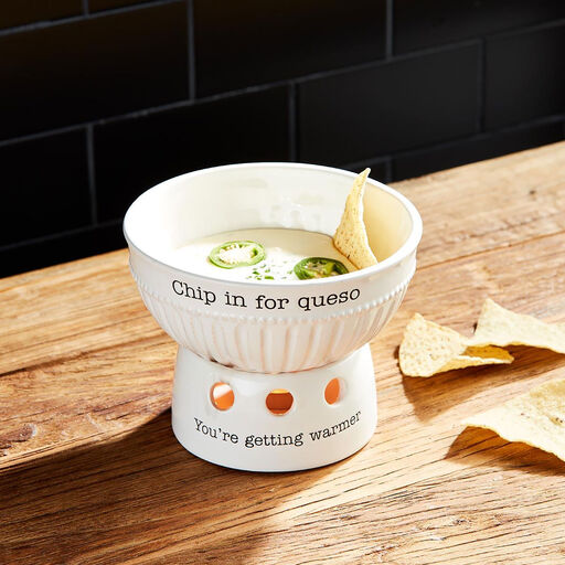 Mud Pie Queso Dip Cup and Warming Stand, Set of 2, 