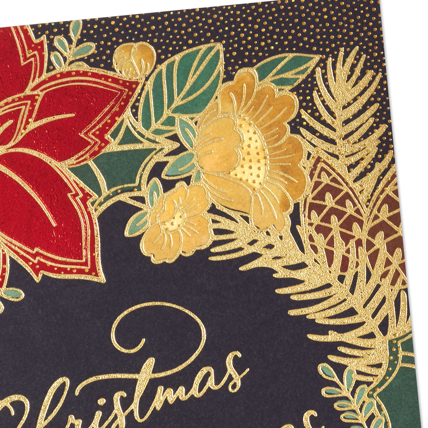 Poinsettia Holiday Wreath Religious Christmas Card Card Front Detail image number 5