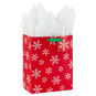 9.6" White Snowflakes on Red Medium Holiday Gift Bag With Tissue Paper, , large image number 1