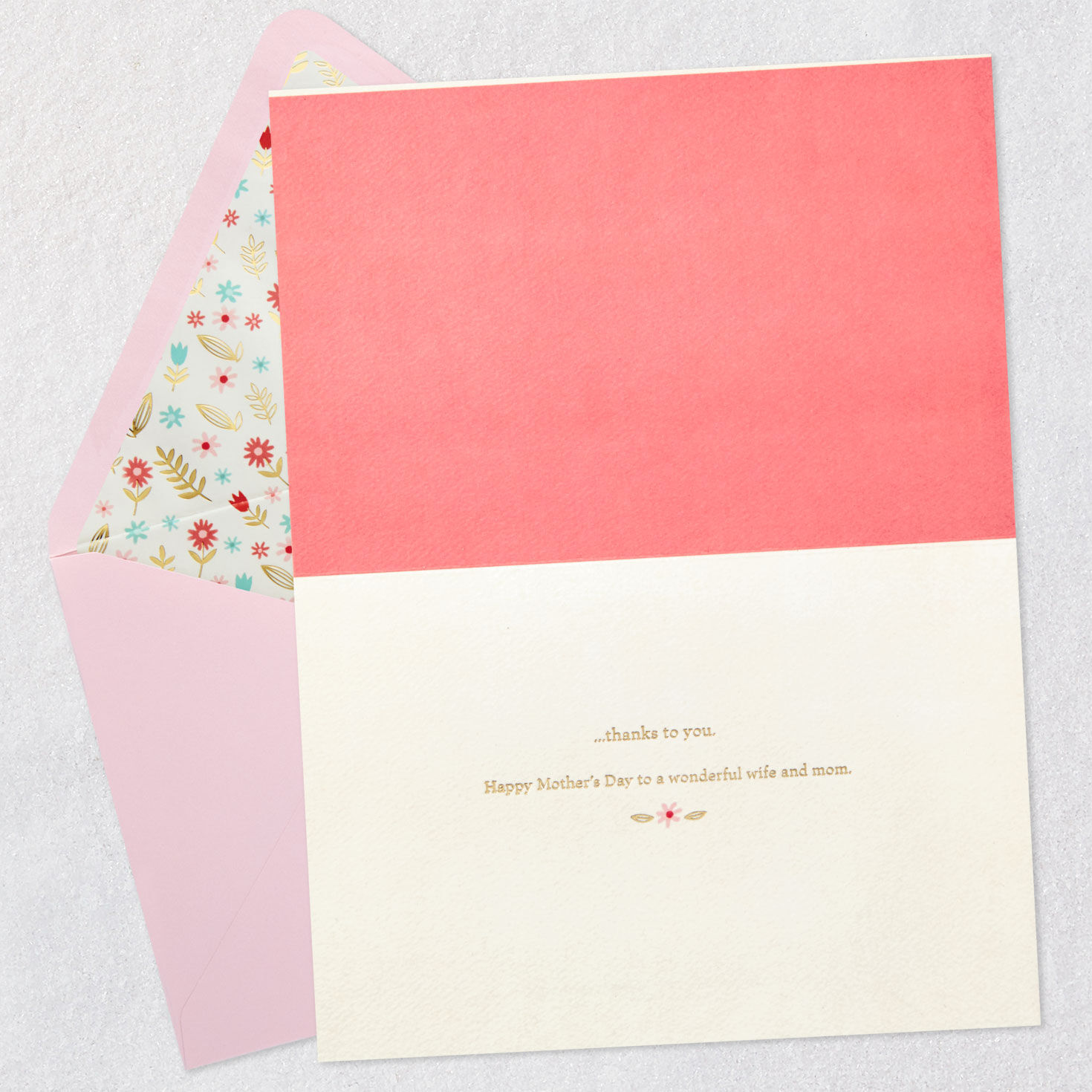 Elephant Hearts Lucky Family Wife Mother's Day Card Open card with envelope image number 3