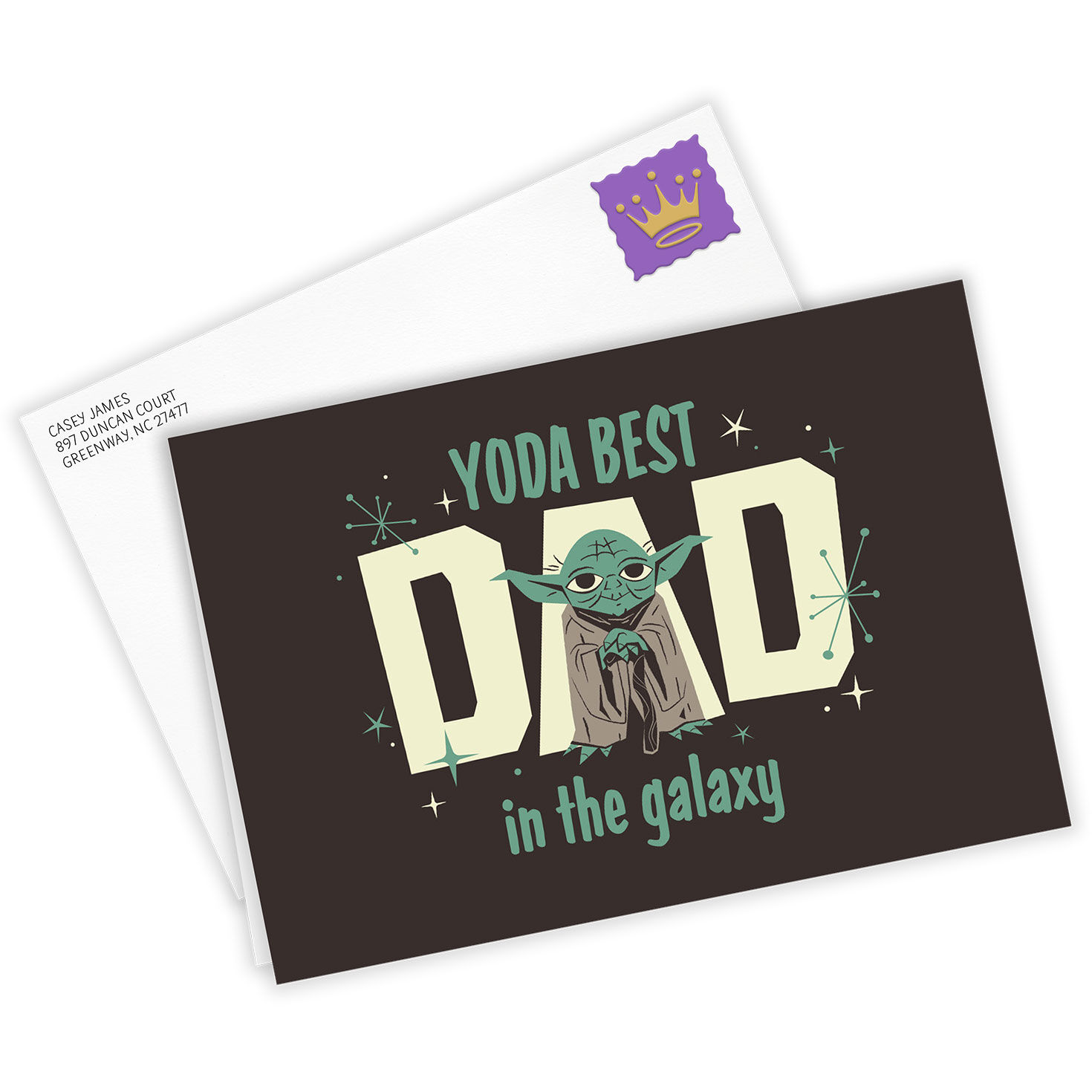 Yoda Best Dad Personalized Father's Day Card Card Front with Envelope image number 2