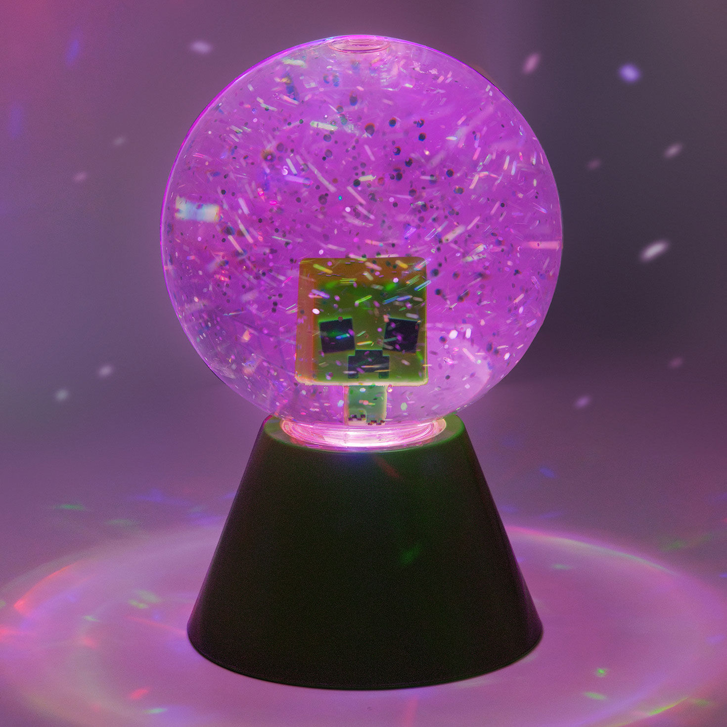 Minecraft Creeper LED Glitter Ball Light in use image number 6