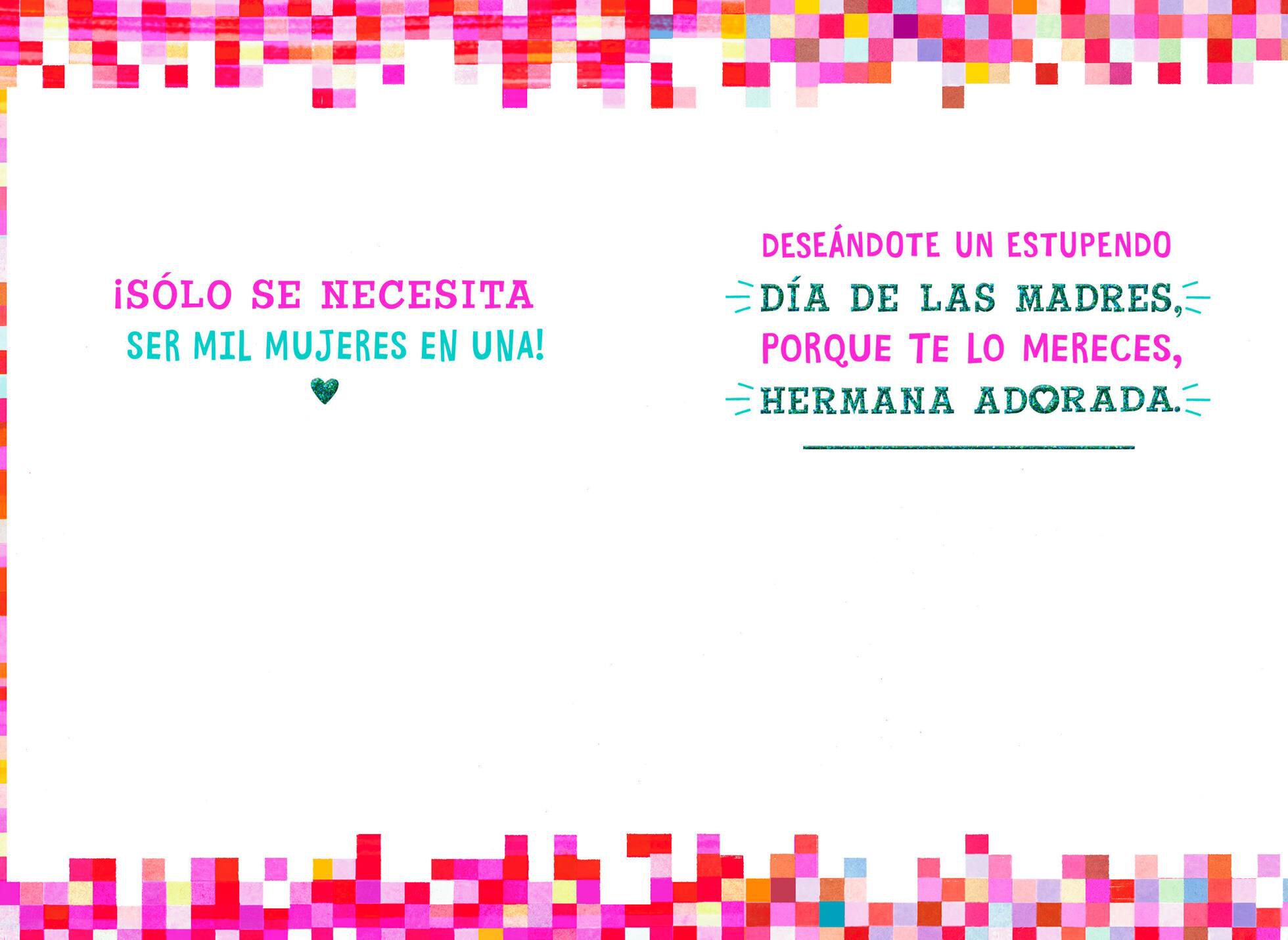 Colorful Squares Spanish-Language Mother's Day Card for Sister