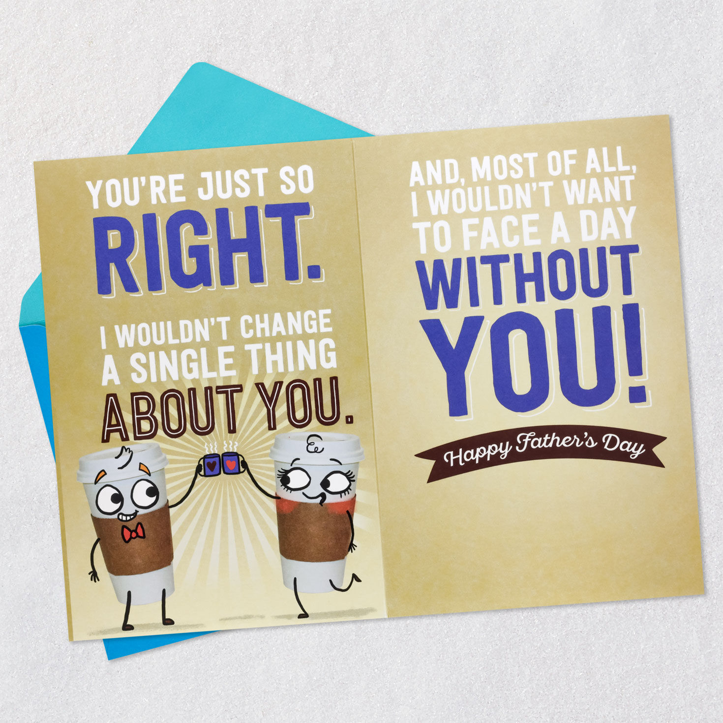 Coffee Cups Father's Day Card Open card with envelope image number 5