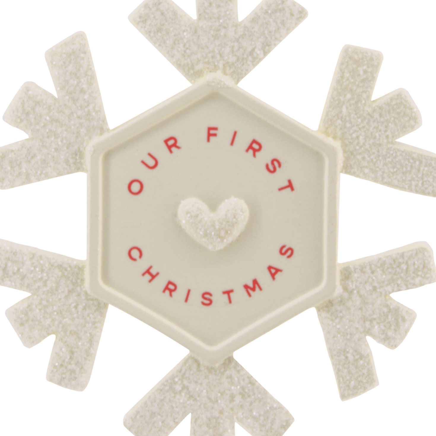 Our First Christmas White Snowflake Ornament closeup view image number 5