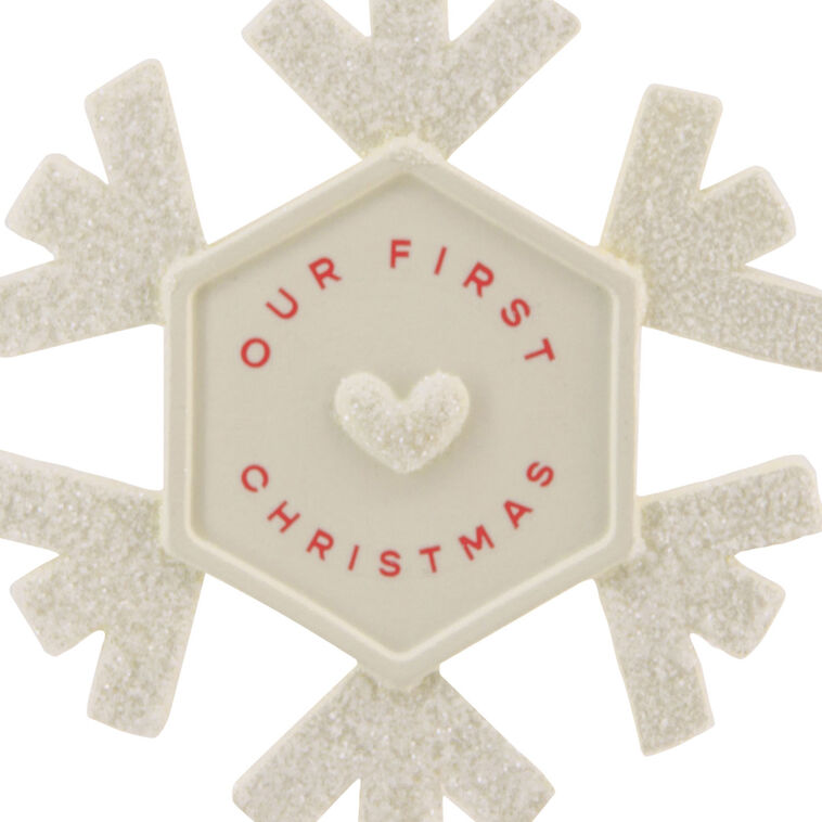 Our First Christmas White Snowflake Ornament closeup view image number 5
