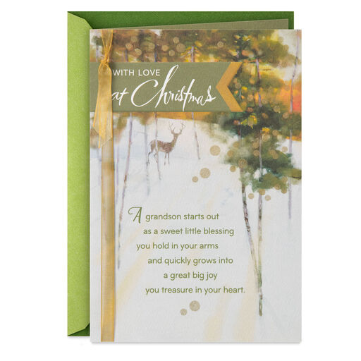 With Love Religious Christmas Card for Grandson, 